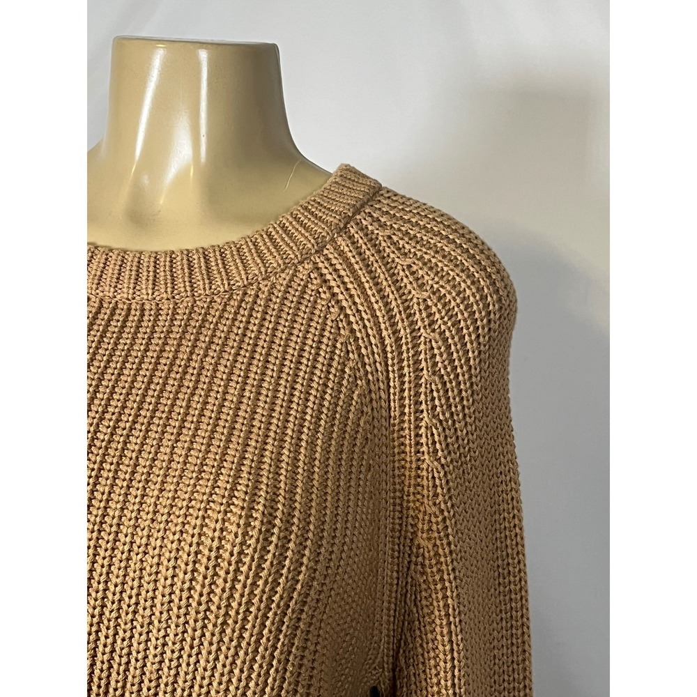 Quince 100% Organic Cotton Fisherman Crew Sweater Camel Brown Size L CGC01-5708 - Picture 4 of 11